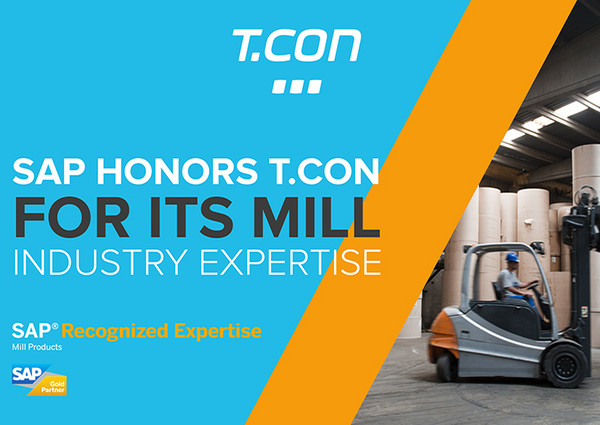 SAP Recognized Expertise for the Mill Industry - once again, T.CON's know-how in the field of paper, packaging and film has been honored.